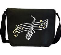 MusicaliTee Saxophone Sax Alto Curved Stave - Sheet Music & Accessory Messenger TRIO Bag