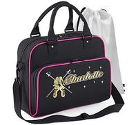 MusicaliTee Scottish Highland Dancing - Pumps Ghillies Sword - BLACK + MAGENTA - Personalised DUO DANCE & Drawstring Bags