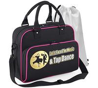 MusicaliTee Tap Dancing - Lets Face The Music - BLACK + MAGENTA - DUO DANCE & Drawstring Shoe Bag