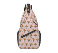 Musician Cat Cartoon Sling Bag, Chest Bag Daypack, Crossbody Sling Backpack for Travel Sports Running Hiking