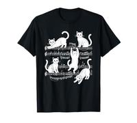 Musician Cat Playing On Musical Notes Music Lover Piano T-Shirt