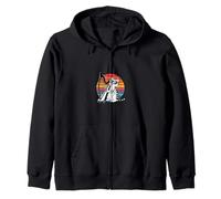 Musician Harpist Cat Wearing Sunglasses Cat Playing Harp Zip Hoodie