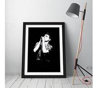 Musician Ian Curtis Black White Framed Wall Art Picture Print - A2 - Black Frame
