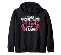 Musician Never Underestimate A Girl With Tuba Zip Hoodie