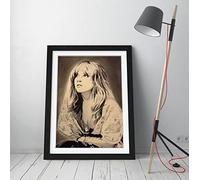Musician Stevie Nicks Brown Framed Wall Art Picture Print - A4 - Black Frame