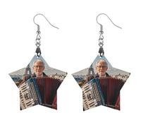 Musicians And Instruments Wooden Earrings for Women, Vintage Elegant Wood Jewelry, Lightweight Earrings for Wedding, Party, Everyday Jewelry Gift, Star, Wood, wood