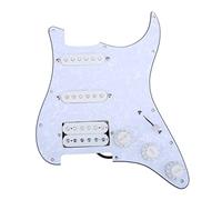 Musiclily 11 Hole SSH Loaded Pickguard Strat Prewired Pickguard Scratchplate with Single Coil Humbucker Pickups Set for Strat ST Style Electric Guitar,4Ply White Pearl