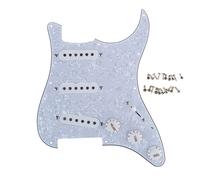 Musiclily 11 Hole SSS Prewired Loaded Pickguard with Single Coil Pickups Set for Strat Style Guitar, 4Ply White Pearl