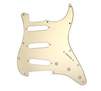 Musiclily 11 Hole SSS Strat Pickguard Scratch Plate for Fender USA/Mexican Standard Stratocaster Modern Style Electric Guitar, 1Ply Gold Mirror Acrylic
