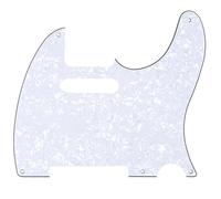Musiclily 5 Hole Vintage Tele Pickguard for Fender American/Mexican Made Standard Telecaster Style Electric Guitar, 4Ply White Pearl
