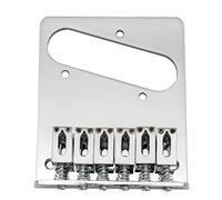 Musiclily 54mm Tele Bridge with 6 Modern Saddles for Squier Telecaster Electric Guitar,Chrome