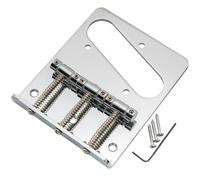 Musiclily 54mm Telecaster Bridge with Compensated Vintage 3-Saddle for Tele Style Electric Guitar, Chrome