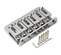 Musiclily Basic 52.5mm Fixed Hardtail Saddle Dual Load Guitar Bridge Chrome | 2-1/16 inch, for 6 String Fender Strat Tele Style Electric Guitar