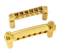 Musiclily Basic 52mm Bridge 52.5mm Tailpiece ABR-1 Tune-o-matic Set Gold | 2-3/64 inch Bridge, 2-1/16 inch Tailpiece, for LP Style Guitar