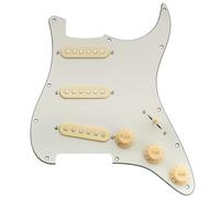 Musiclily Basic Pre-wired Loaded Standard ST-SSS Pickguard with Ceramic Magnet Single Coil Pickups Set for Strat Style Electric Guitar, 3ply Aged White
