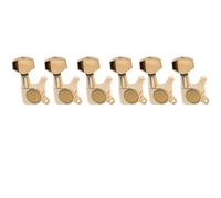 Musiclily Basic R15A 6 inline Full Sealed Tuners Tuning Pegs Keys Gold | Machine Heads, with Hex Button, for Fender Strat Tele Style Electric Guitar