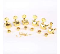 Musiclily Basic R15A 6 inline Semi Sealed Guitar Machine Heads Set Gold | Hex Button Tuners Tuning Pegs Keys, for ST Squier Style Guitar