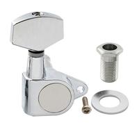 Musiclily Basic R15A Single 15:1 Ratio Full Sealed Machine Head Bass Side Tuner Tuning Peg Key with Big Hex Button Right Angle Screw for Acoustic Electric Guitar, Chrome