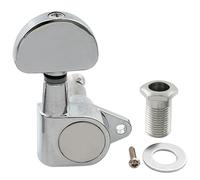 Musiclily Basic R15A Single 15:1 Ratio Full Sealed Machine Head Bass Side Tuner Tuning Peg Key with Half Moon Button Right Angle Screw for Acoustic Electric Guitar, Chrome