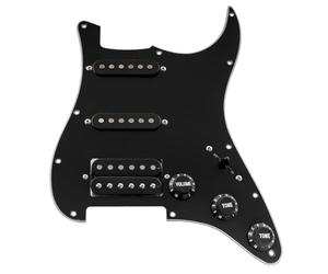 Musiclily Basic SSH Prewired Loaded Pickguard Scratch Plate with Alnico 5 Pickups Set for Strat Style Electric Guitar Replacement, 3Ply Black