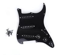 Musiclily Basic SSS Prewired Loaded Pickguard Scratch Plate with Alnico V Pickups Set for Strat ST Electric Guitar Replacement Parts,3Ply Black