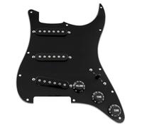 Musiclily Basic SSS Prewired Loaded Pickguard ST Scratch Plate with Ceramic Single Coil Pickups Set for Fender Strat Electric Guitar Replacement, 3Ply Black