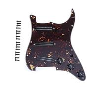 Musiclily Basic ST-SSS Loaded Pickguard with Mini Rail 4Ply Tortoise Shell | with Ceramic Humbucker, for Strat Style Electric Guitar