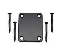 Musiclily Basic Steel Neck Mounting Plate for Fender Guitar Bass Black | For Fender Strat Tele or Bass Electric Guitar
