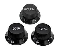 Musiclily Basic Universal Fitting Push-on Control Knobs Black 2T1V | for Fender Squier Strat Style Electric Guitar