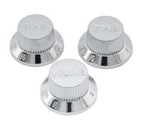 Musiclily Basic Universal Fitting Push-on Control Knobs Chrome 2T1V | for Fender Squier Strat Style Electric Guitar