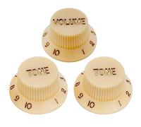 Musiclily Basic Universal Fitting Push-on Control Knobs Cream 2T1V | for Fender Squier Strat Style Electric Guitar