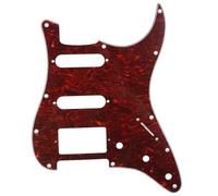 Musiclily HSS 11 Hole Guitar Strat Pickguard for Fender USA/Mexican Made Standard Stratocaster Modern Style, 4Ply Red Tortoise