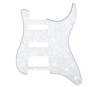 Musiclily HSS 11 Hole Guitar Strat Pickguard for Fender USA/Mexican Made Standard Stratocaster Modern Style,4Ply White Pearl