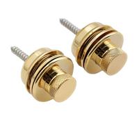 Musiclily Metal Flat Head Guitar Locking Strap Locks and Buttons Quick Release Security Straplocks for Electric Acoustic Guitar or Bass, Gold (Set of 2)