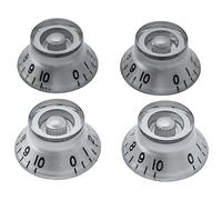 Musiclily Metric 6mm Top Hat LP Style Bell Knobs for Les Paul Electric Guitar,Chrome with Black Number (4 Pieces)