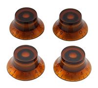 Musiclily Metric 6mm Top Hat LP Style Guitar Bell Control Knobs for Epiphone Les Paul Electric Guitar,Amber with White Number(4 Pieces)