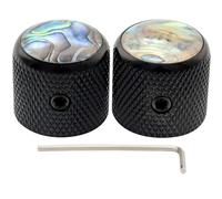 Musiclily Pro 1/4 Inch Steel Abalone Top Dome Knobs with Set Screw Universal Fitting Control Knobs for Electric Guitar or Bass, Black (Set of 2)