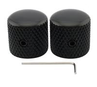 Musiclily Pro 1/4 Inch Steel Dome Control Knobs with Set Screw, Black 2 Pcs