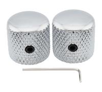 Musiclily Pro 1/4" Steel Fine Knurled Dome Knobs Universal Fitting Control Knobs with Set Screw for Electric Guitar or Bass, Chrome (Set of 2)