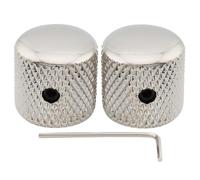 Musiclily Pro 1/4" Steel Fine Knurled Dome Knobs Universal Fitting Control Knobs with Set Screw for Electric Guitar or Bass, Nickel (Set of 2)
