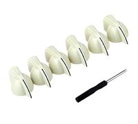 Musiclily Pro 1/4" Universal Fitting Solid Knobs with Set Screw Cream 6Pcs | Chicken Head Pointer Knobs, Guitar Amplifier Effect Pedal Pointer Knobs