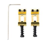 Musiclily Pro 10.5mm Vintage Steel Saddles for Strat Style Electric Guitar Wilkinson M Series Bridge, Gold (Set of 2)