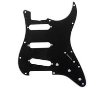 Musiclily Pro 11-Hole 60s 64 Vintage Style Strat SSS Pickguard for American Stratocaster Guitar, 3Ply Black
