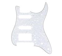 Musiclily Pro 11-Hole HSS Strat Pickguard Modern Style Scratch Plate for American/Mexican Fender Stratocaster Floyd Rose Bridge Cut Electric Guitar,4Ply White Pearl