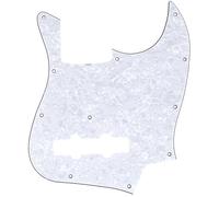 Musiclily Pro 11-Hole J Bass Pickguard for JPN Fender Japan 4-String Jazz Bass, 4Ply White Pearl