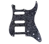 Musiclily Pro 11-Hole Modern Style Strat HSS Pickguard for American Stratocaster Guitar, 4Ply Black Pearl