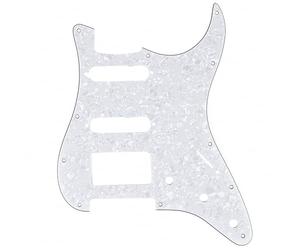 Musiclily Pro 11-Hole Modern Style Strat HSS Pickguard for American Stratocaster Guitar, 4Ply White Pearl