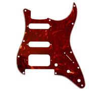 Musiclily Pro 11-Hole Round Corner HSS Guitar Strat Pickguard for American/Mexican Fender Stratocaster Open Pickup with Floyd Bridge Cut,4Ply Vintage Tortoise