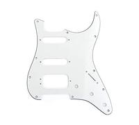 Musiclily Pro 11-Hole Round Corner HSS Guitar Strat Pickguard for USA/Mexican Stratocaster 3-screw Humbucking Mounting Open Pickup, 3Ply Parchment