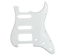 Musiclily Pro 11-Hole Round Corner HSS Guitar Strat Pickguard for USA/Mexican Stratocaster 4-screw Humbucking Mounting Open Pickup, 3Ply Parchment